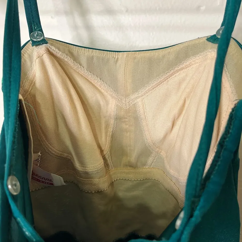 Vintage 60s 70s Roxanne Skirted One Piece Swimsuit Green‎ 12/34C Modest